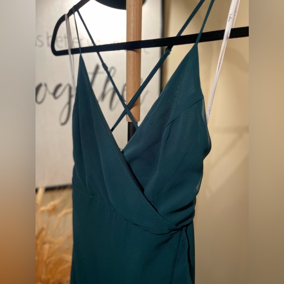 Lulu’s In Love Forever Emerald Green Lace-Up High-Low Maxi Dress - Picture 4 of 15